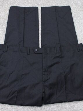 LAUREN Ralph Lauren Pants Mens 44x30 Black Natural Stretch Wool/Poly Flat Front